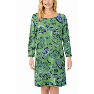 Ana Clare green paisley shift dress size M